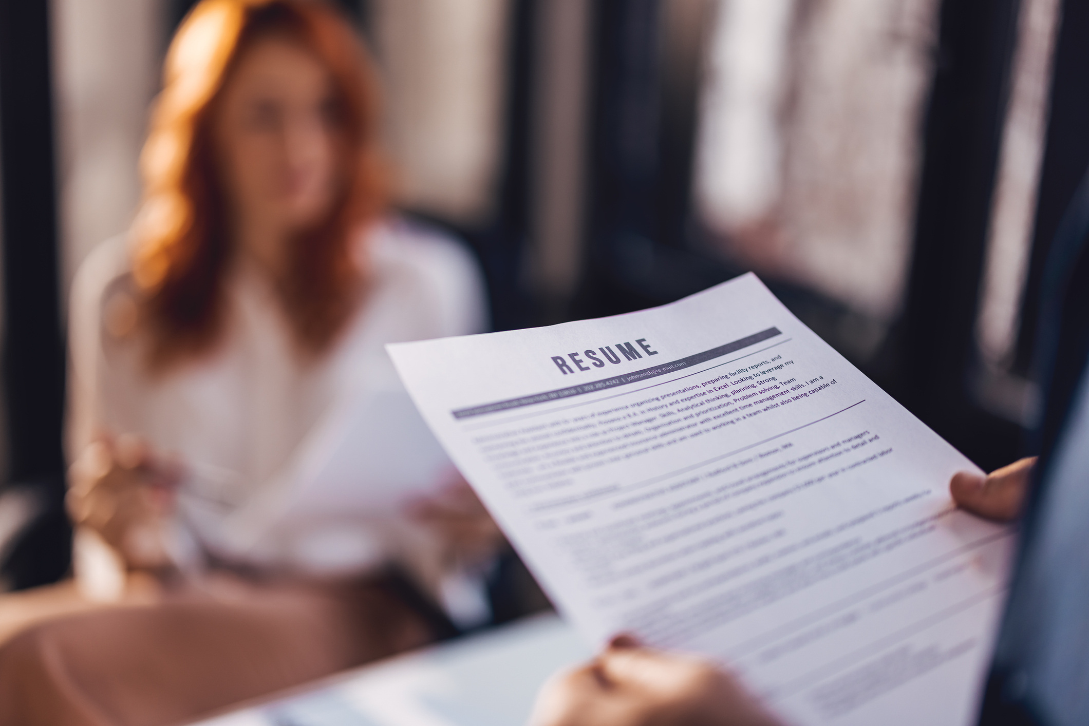 Looking at resume during job interview